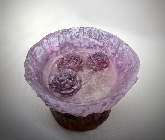 Cast Glass - ' Three Floating Roses' Vessel, Med (Recylced cast glass)